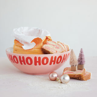 Pink, Red and White Ho Ho Ho Ceramic Serving Bowl