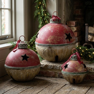 Gold, Green & Red Sleigh Bell - Choose Size