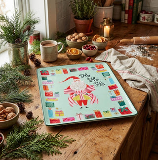Festive Enameled Iron Tray with Santa