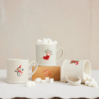 Embossed Holiday Stoneware Mug – 3 Styles