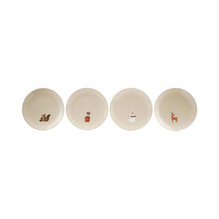 Hand-Painted Holiday Animal Stoneware Appetizer Plate — Choose Your Style