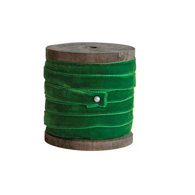 Wooden Spool with Velvet Ribbon - Choose From 3 Holiday Colors