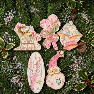 Set of 5 Pastel Christmas Ornaments