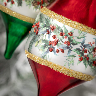 Holly Drop Ornament - Choose Red or Green