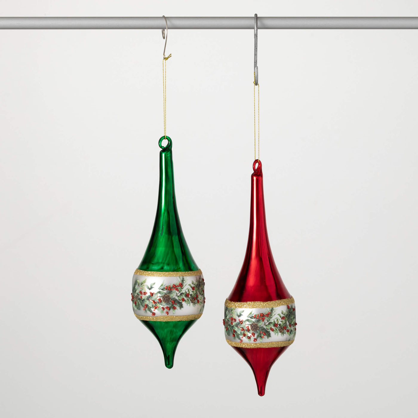 Holly Drop Ornament - Choose Red or Green