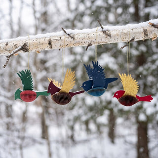 Handmade Recycled Paper Folding Honeycomb Bird Ornament - Choose Color