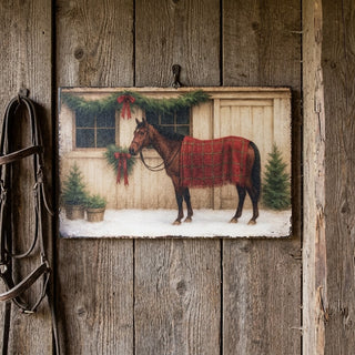 28" Red Blanket Horse Print Wall Decor