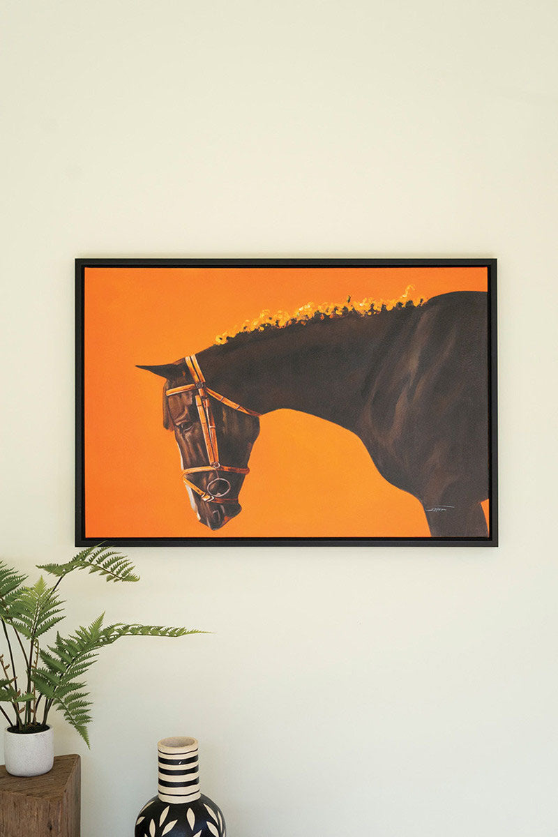 Framed Horse In Morning Glow Oil Painting