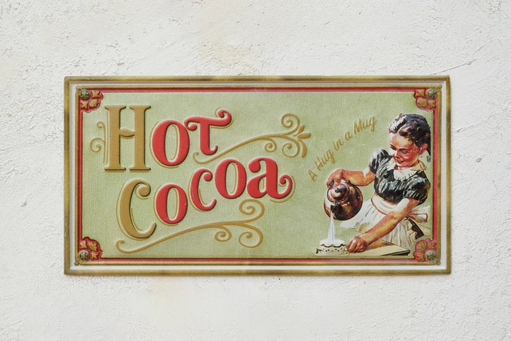 Metal Embossed Vintage Style Hot Cocoa Sign