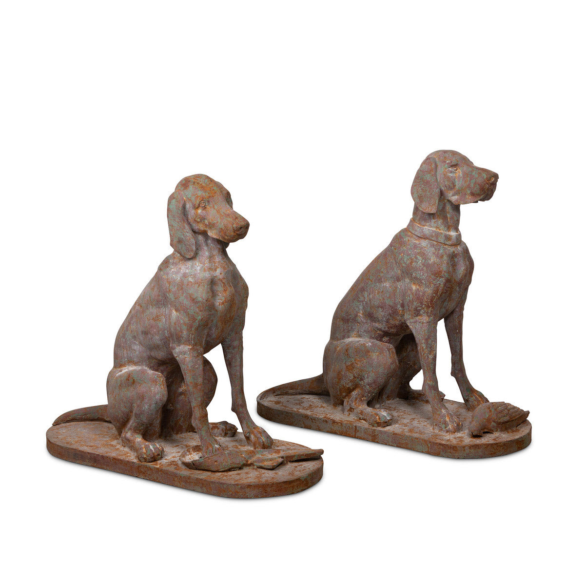 Set of 2 Cast Iron Life Size Hound Dogs - Backordered