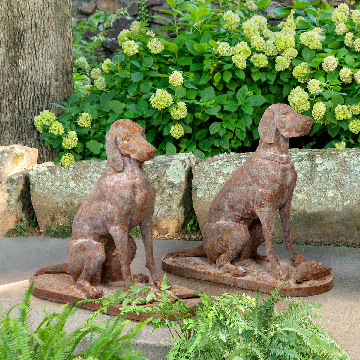Set of 2 Cast Iron Life Size Hound Dogs - Backordered