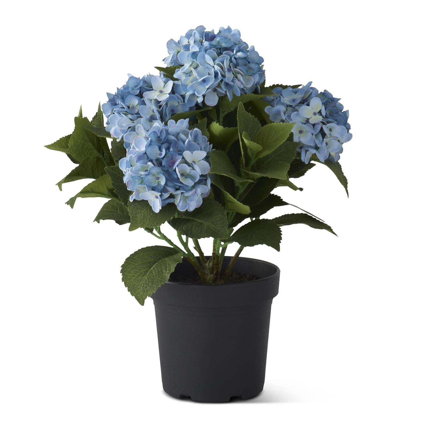 artificial potted hydrangea plant 18.75 Inch 5 Bloom Blue Potted Hydrangea w/Faux Dirt