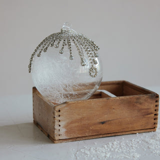 Glass Ball Ornament with Faux Crystal Icicles