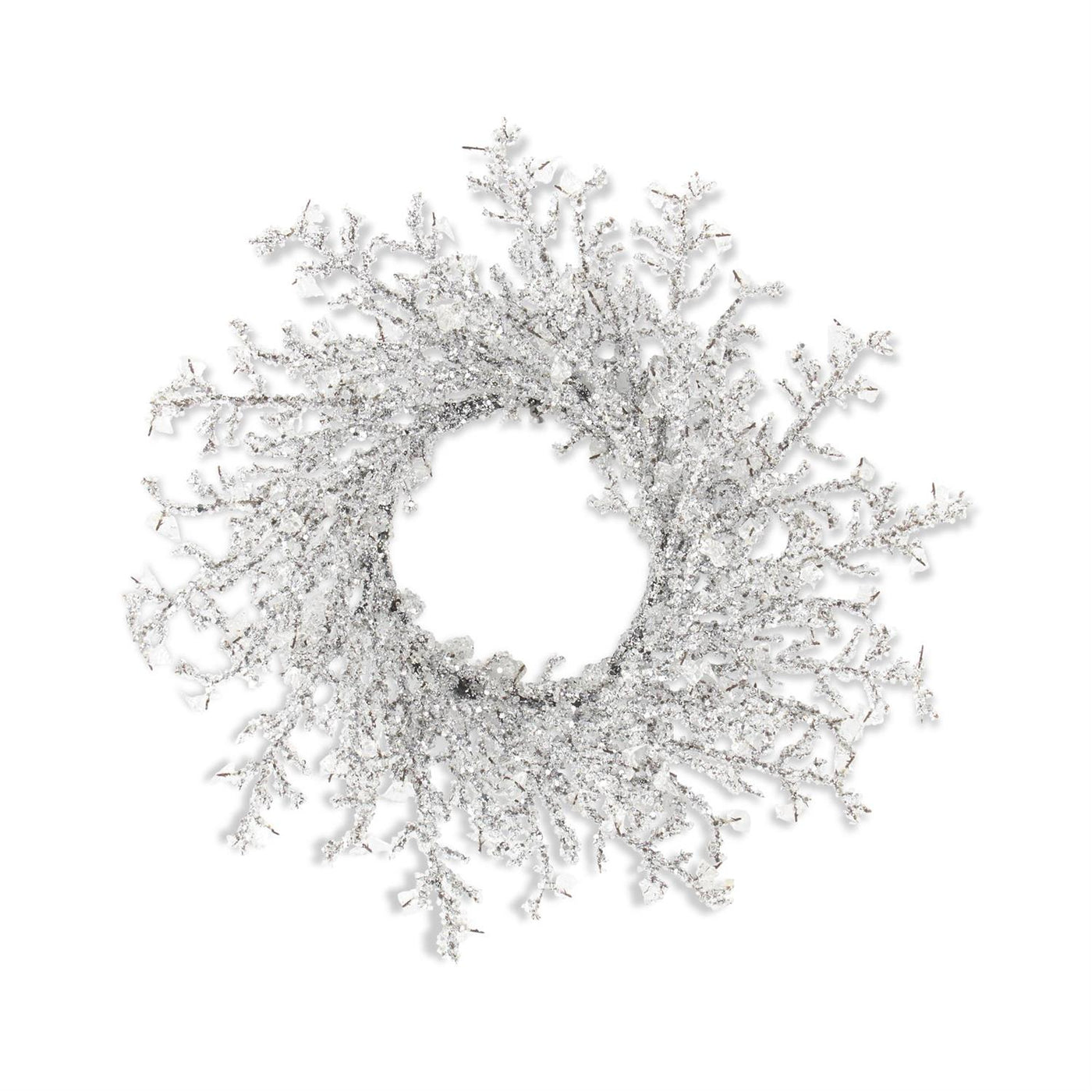 16" Iced Crystal Candle Ring Wreath