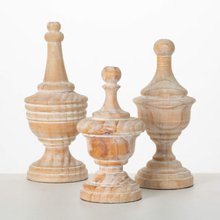 Set of 3 Whitewashed Finials