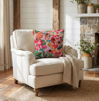 18" Square Embroidered Floral Pillows