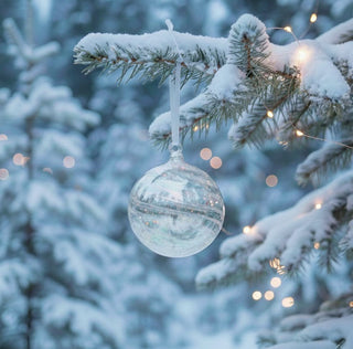 4" Iridescent Swirl Glass Ball Ornament