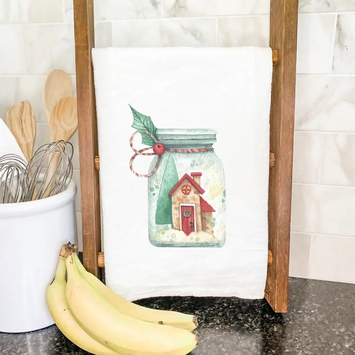 Christmas Snow Jar Tea Towel