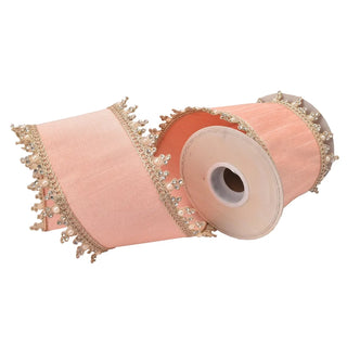 Pink Cameo Dupioni With Jeweled Edge Ribbon