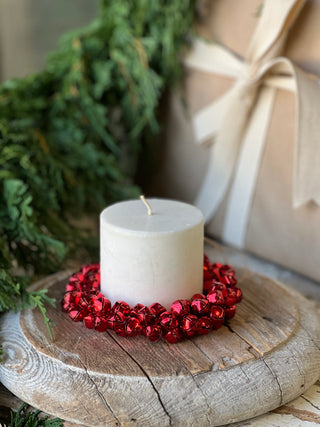 Jingle All The Way Bell Candle Ring Wreath - Red