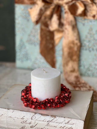 Jingle All The Way Bell Candle Ring Wreath - Red