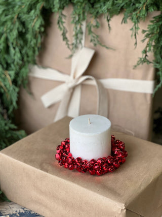 Jingle All The Way Bell Candle Ring Wreath - Red