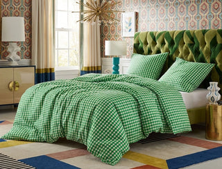 Baek and Bolge Duvet Seersucker Cover Set - Green and Sand