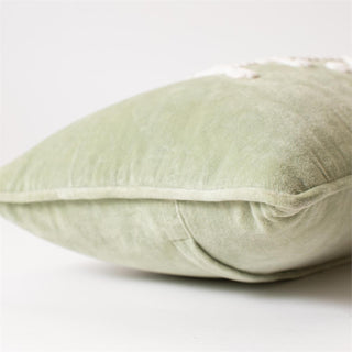 32" Joy To The World Sage Green Velvet Lumbar Pillow