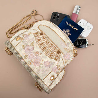 Mary Frances Just Married Beaded Car Image Crossbody Handbag