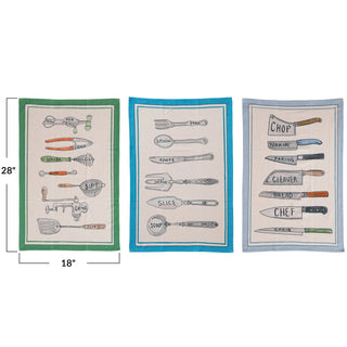 Cotton Chambray Printed Tea Towel - Choose Style