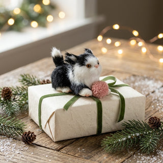Playful Black & White Kitten Ornament