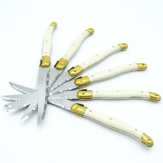 Jean Dubost 6 Steak Knives in Wooden Block