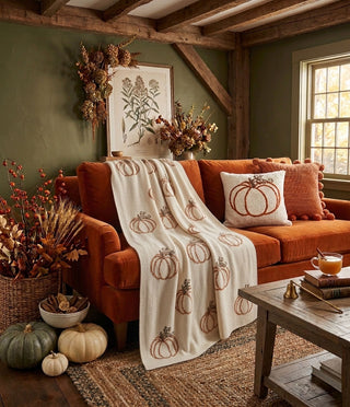 60" Knit Pumpkin Throw Blanket