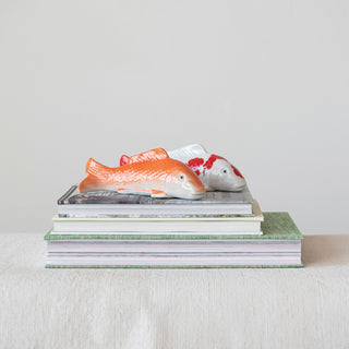 8" Stone Floating Fish Koi - Choose - White or Orange