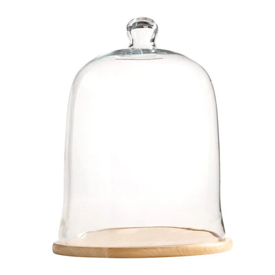 Large Glass Cloche with Wooden Base