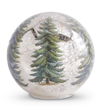 Pine Tree LED Mercury Glass Tabletop Globe with Timer - Choose Size