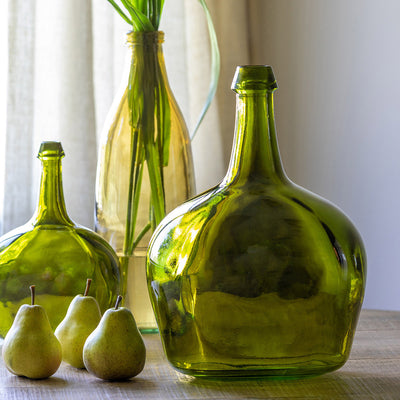 Olive Green Bottle Vase - Large