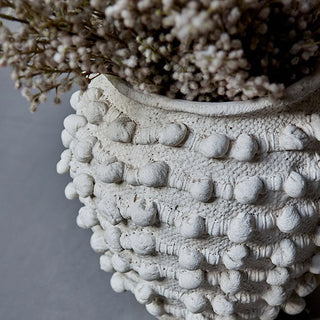 White Textured Cement Vase - Large