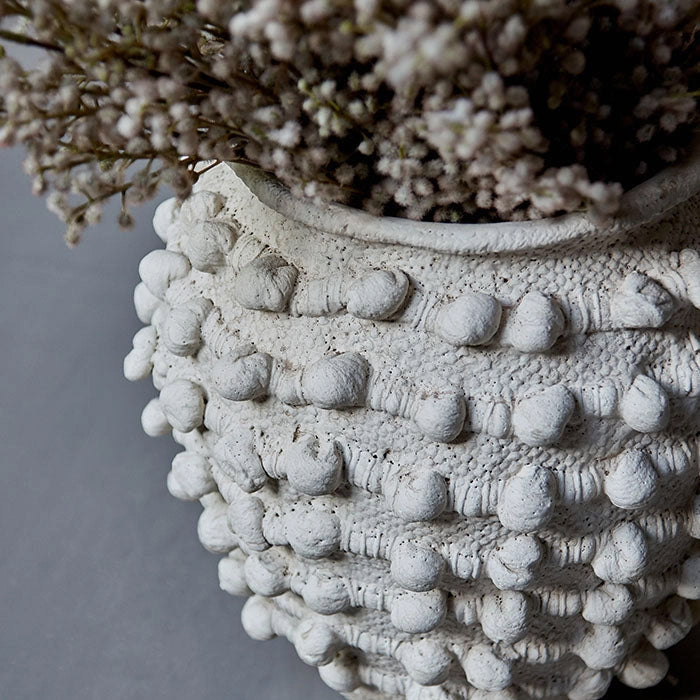 White Textured Cement Vase - Small