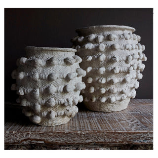 White Textured Cement Vase - Large