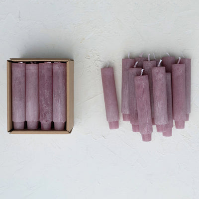 Set of 12 Lavender Color Unscented Taper Candles