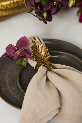 English Oak Napkin Ring - Leaf