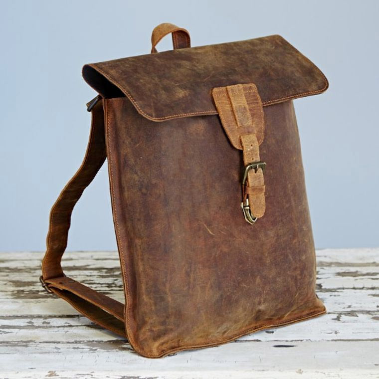 Buffalo Leather Distressed Leather Backpack