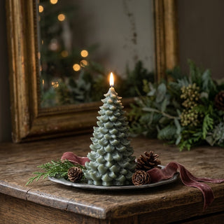 Green Shimmer 3D Flame Balsam Tree Candle - Choose Size