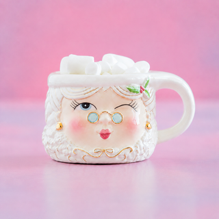 Glitterville Mrs. Papa Noel Mug, White – Choose Style