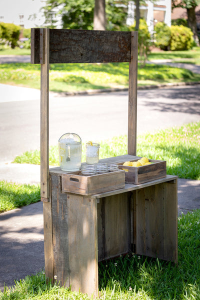 Lemonade Stand with Chalkboard and Crates