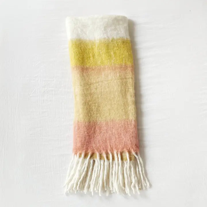 Mohair Lemonade - Mohair Color Blocked Stripe Throw Blanket