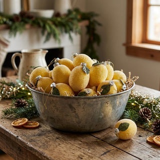 Glass Sugared Lemon Ornament