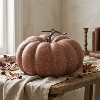 Brown and Yellow Speckled Lifelike Pumpkin