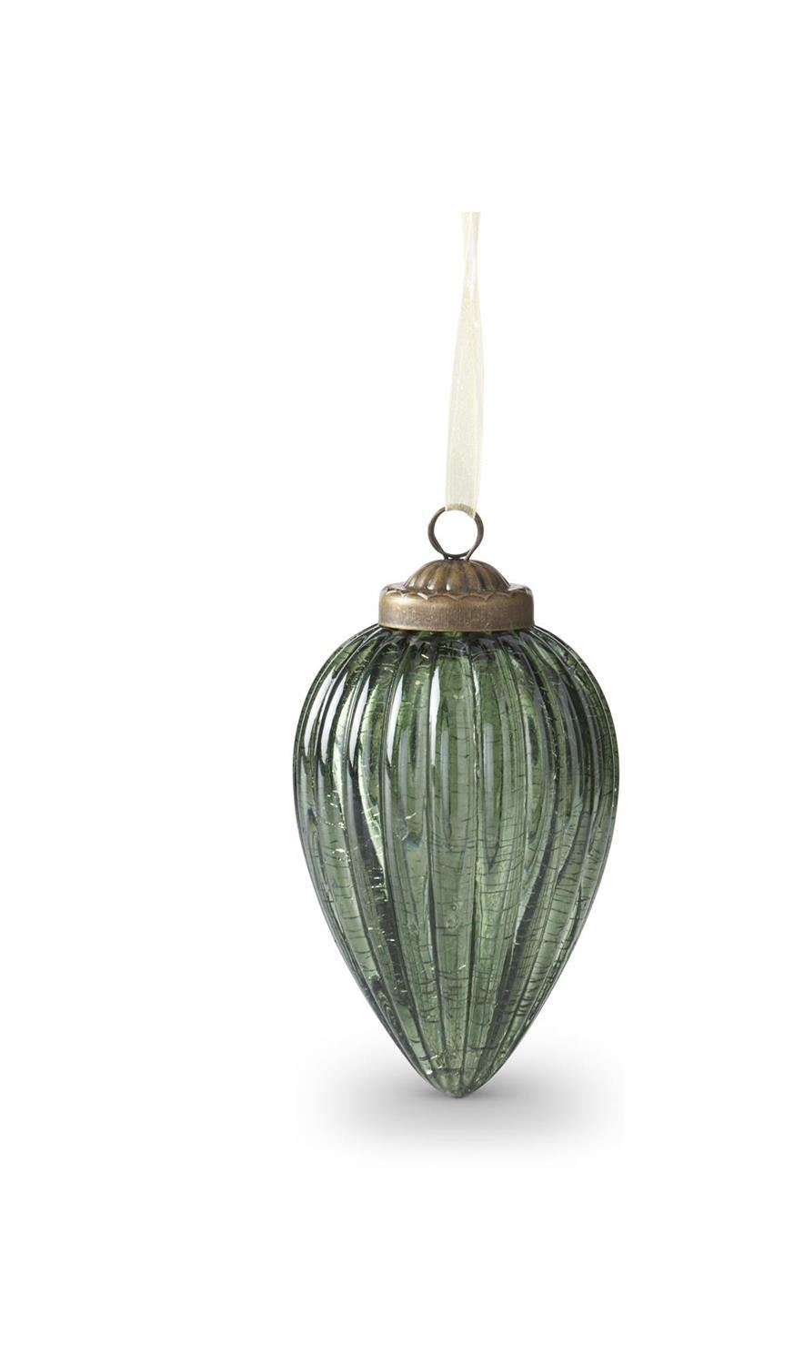 Green Crackle Glass Ornament - Choose Style